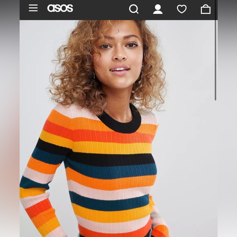 ASOS cropped size 14 striped sweater